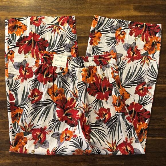 Haver + Blair Women’s XS Pants Wide Leg Crop Pull On Linen High Rise Tropical - Picture 2 of 12